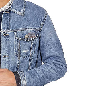 Chaqueta de Invierno Personalizada con Cuello Alto y Forro de Piel, Estilo Vintage Desgastado, Reversible de Doble Cara, Chaqueta de Mezclilla OEM ODM - Product Image 4