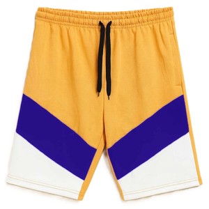 Shorts en tissu éponge personnalisés en poly/coton, avec cordon de serrage et taille élastique, coloris orange, royal et blanc, style décontracté et sportif, respirant, pour la gym - Product Image 1