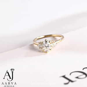 Classic Oval Cut Moissanite Gold Plated Engagement <b>Ring</b> Three Stone Bridal Band Prong <b>Set</b> Wedding Jewelry <b>for</b> <b>Women</b> - Product Image 3