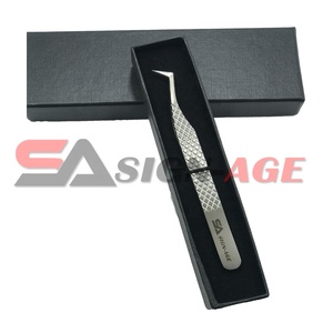 Pinzas de extensión de pestañas de Color personalizadas Pinzas de pestañas de volumen de Punta puntiaguda de acero inoxidable en forma de L - Product Image 1