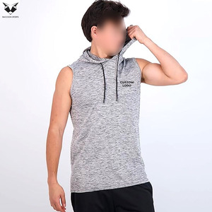 Cómodo paquete de 3 camisetas sin mangas con capucha para hombre, para entrenamiento, con cordón ajustable en diferentes tallas disponibles. - Product Image 6