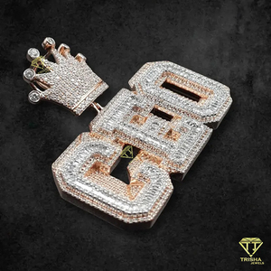 Collier pendentif couronne de PDG personnalisé de luxe, style hip-hop rap, entièrement serti de pierres, chaîne bling, bijou statement pour homme - Product Image 3