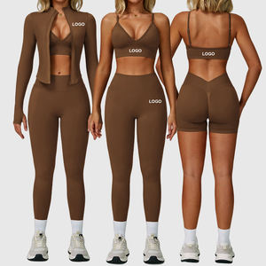 Conjuntos Deportivos de Cintura Alta con Logotipo Personalizado, Ropa Deportiva para Mujer, Leggings de Manga Larga, Conjuntos de Gimnasio sin Costuras, Conjuntos de Yoga - Product Image 1