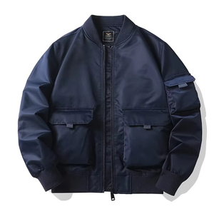 Blouson bomber vert olive pour homme, col montant, fermeture boutonnée, décontracté, respirant, séchage rapide, logo frontal, vêtement d'hiver - Product Image 5