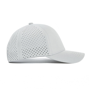 Casquette de baseball grise de performance en gros, avec ventilation découpée au laser, 6 panneaux, légère, séchage rapide, pour le sport, Gorras, logo personnalisé - Product Image 5