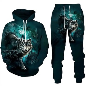 Ensemble sweat à capuche et pantalon imprimé numérique Wolf Rose de qualité supérieure, survêtement décontracté en polaire, logo personnalisé, plusieurs tailles, ensemble sportswear deux pièces - Product Image 6