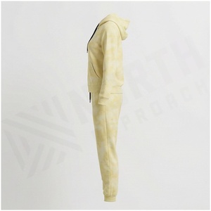 Women <b>Tie</b> <b>Dye</b> Hooded Tracksuit <b>Set</b> Full Sleeve Zipper Sweatshirt Jogger Pants Casual Spring Outfit Gradient Color 100% Cotton - Product Image 3