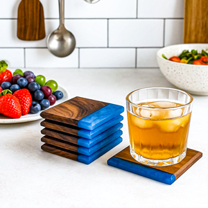 Walnut Wood Resin Coasters Classic Square Design Lightweight Customizable Color & Size Custom Logo Custom Packaging - Product Image 6