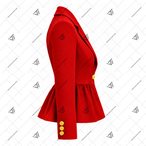 Custom Solid Greek National Sorority of Phi Delta Kapa Clothing Embroidered 100% Cotton Semi Formal Peplum <b>Blazer</b> Coat - Product Image 2