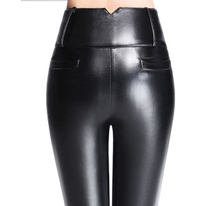 Pantalones de Cuero Negros Personalizados para Hombre, de Alta Demanda, Cintura Alta, Estilo Casual, Transpirables, Ajustados, Tipo Cintura Media, Rectos, para Invierno - Product Image 4