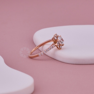 Bague de fiançailles élégante en diamant rond de 1,0 ct de laboratoire Halo Design en or massif 10K 14K 18K cadeau d'anniversaire de mariage - Product Image 3