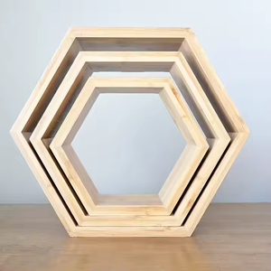 Estantería de Bambú Hexagonal Vintage Colgante de Pared de Madera Natural PARA EL Hogar Oficina Decoraciones En Caja Navidad Vacaciones Precios de Venta - Product Image 5