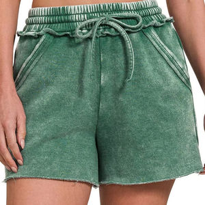 Shorts de Moda para Mujer, Lavados, Estilo Vintage, Algodón Lavado con Ácido, Ropa Urbana de Verano, Shorts Personalizados con Logotipo de Fábrica - Product Image 1