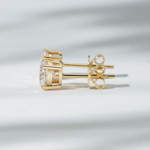 Boucles d'oreilles clous en diamant de laboratoire rond, or 10K/14K/18K, solitaire classique à 4 griffes, certifié IGI, unisexe, bijoux fins tendance - Product Image 2