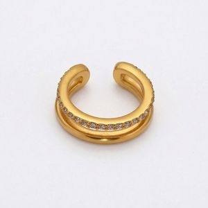 Fashion Unisex Jewelry Custom Fine Gold Plated Stainless Steel Classic Zircon Stud Non Pierced Ear <b>Cuff</b> <b>Earrings</b> - Product Image 2