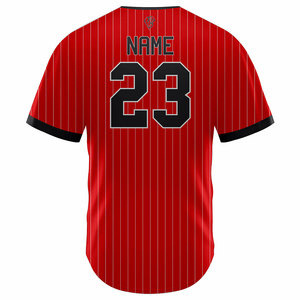 Camiseta de Béisbol Personalizada con Rayas Rojas, Unisex, Cuello en V, Manga Corta, 100% Poliéster, Transpirable, Impresión Sublimada, 180g, Verano, Número 23 - Product Image 2