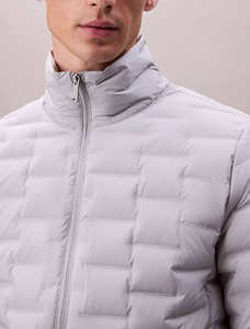 Nouvelle arrivée : Doudoune matelassée légère et pliable pour homme, en duvet d'oie, avec col montant gris marbré, imperméable et effet bulle - Product Image 5