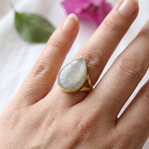 Modern Fashion 24K Gold Plated Rose <b>Quartz</b> Pear Shape Gemstone Bezel Setting <b>Ring</b> handcrafted Women Wholesale <b>Rings</b> Jewelry - Product Image 1