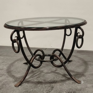 Table basse de luxe en fer forgé européen, résistante aux intempéries, sur mesure, pour jardin et cour, 4 places - Product Image 2