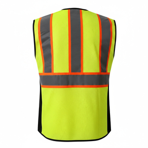 Chaleco de Seguridad de Malla de Poliéster de Alta Visibilidad, Transpirable, Antiarrugas, con Múltiples Bolsillos y Tiras Reflectantes para Hombre - Product Image 3