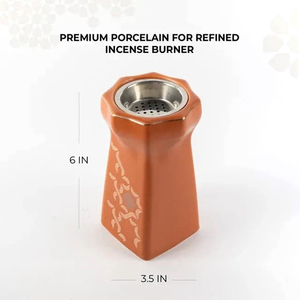 Arabic Reddish-Brown Metal Incense Burner With White Pattern Accents Perfect For Infusing A Fragrant Ambience In Modern <b>Homes</b> - Product Image 3