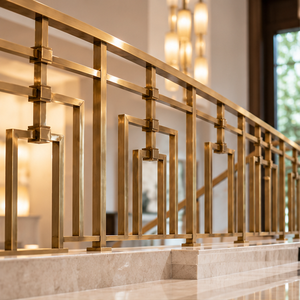 Rampe d'escalier rectangulaire en bronze pour hôtels de luxe modernes, villas et escaliers contemporains - Product Image 4