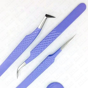 Pinces à extensions de cils en acier inoxydable de qualité supérieure avec poignée à prise diamantée, personnalisables pour une précision accrue - Product Image 6