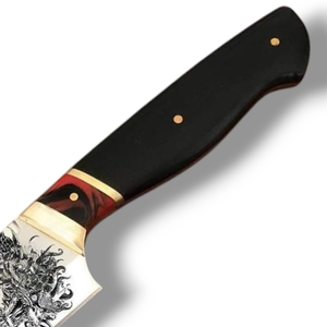 Cuchillos de Cocina Hechos a Mano con Hoja de Acero Grabada Decorativa y Mango Ergonómico Remachado para Cocina Profesional y Corte de Carne - Product Image 4