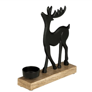 Nuevo Diseño de Portavelas Navideño con Forma de Reno y Base de Madera de Mango con Acabado Dorado - Product Image 2