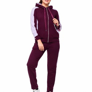 Ensemble de survêtement en polaire 2 pièces pour femme, manches longues, fermeture éclair, col montant, vêtements de sport décontractés, couleur unie, coupe régulière, design unique - Product Image 4