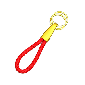 Porte-clés ovale en cuir durable avec plaque métallique ronde et anneau porte-clés - Product Image 4