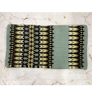 Manta Ecuestre de Lana Estilo Western, Color Verde Salvia, con Patrón Geométrico del Suroeste - Product Image 1