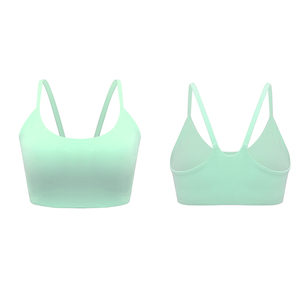 Soutien-gorge de sport dos nageur rose pour femme, sans coutures, maintien élevé, respirant, écologique, avec coussinets amovibles, couleur unie, coupe courte - Product Image 4