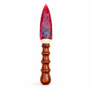 Dague à pointe de flèche en obsidienne rouge faite à la main de 10 pouces avec manche en bois – Cadeau décoratif pour collectionneur de cristaux - Product Image 5