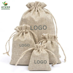 Sacs en jute personnalisés en gros, écologiques, avec cordon de serrage en jute, pour l'emballage du thé et des grains - Product Image 2