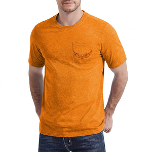 Men's Green Cotton <b>T</b>-<b>Shirt</b> <b>With</b> Embossed Logo <b>Pocket</b> Regular Fit Casual Short Sleeve O-Neck Jersey Knitted Breathable - Product Image 5