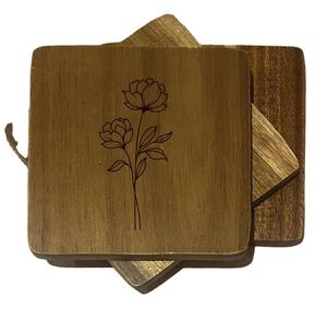 แผ่นรองแก้วไม้พรีเมียมลายต้นไม้เพ้นท์มือ รูปทรงกลม สำหรับแก้วชา กาแฟ ตกแต่งบ้าน - Product Image 2