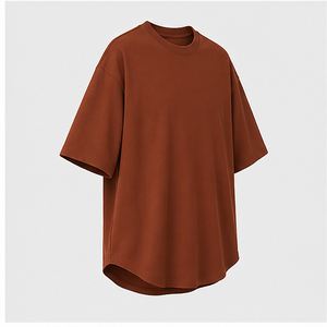 Custom Rust Brown Cotton Modal Boxy <b>Mens</b> Oversized Short Sleeve Crew Neck T-Shirt MTS-OVR-0030 - Product Image 3