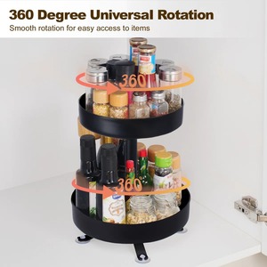 Estante para especias de metal negro redondo de 2 niveles, perfecto para mantener las especias perfectamente organizadas y fáciles de encontrar. Venta al por mayor desde India. - Product Image 3