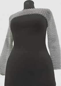 Body asymétrique en acier inoxydable plaqué argent, style armure de mode en maille - Product Image 6