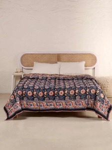 Bohemian Embroidered Floral <b>Quilt</b> Organic Cotton Handmade All Season Home Decor <b>Bedding</b> - Product Image 1