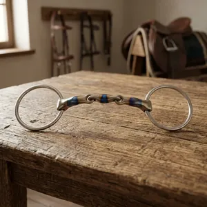 Bocado de caballo articulado de cobre azul dulce y acero inoxidable con anillo suelto para entrenamiento ecuestre, varios tamaños - Product Image 3