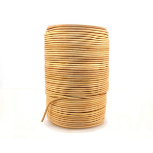 Cordons en cuir ronds de haute qualité de 2mm de couleur naturelle pour le taux de gros d'usine de travail de bijoux et d'artisanat - Product Image 1