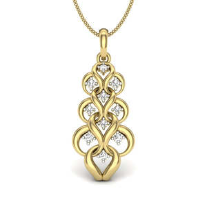 Colgante de Diamantes en Oro Amarillo con Diamantes Naturales de Corte Brillante Redondo, Joyería Clásica para Uso Diario de Mujer - Product Image 3
