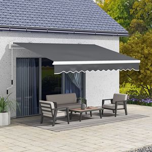 Tenda da Sole Retrattile Manuale 13 X 8 Grigio Scuro, Apertura Facile con Manovella, Protezione UV - Product Image 2