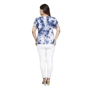 Robes imprimées tie-dye en rayonne coupe classique pour femmes, couleur bleue, style vintage du Rajasthan, prix de gros, en gros - Product Image 4