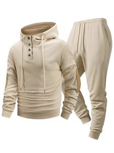 Ensemble de survêtement décontracté pour homme automne-hiver, jogging en plein air, sweat-shirt et pantalon 2 pièces avec capuche - Product Image 5