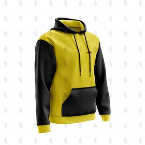 เสื้อฮู้ดถักไหมพรมผู้ชายสำหรับฤดูหนาว ขายส่ง ผลิตจากผ้าฝ้ายย้อมสีพื้น พิมพ์ลายโลโก้ด้านหน้าด้วยเทคนิคซิลค์สกรีน ทรงโอเวอร์ไซส์ มีกระเป๋า - Product Image 5