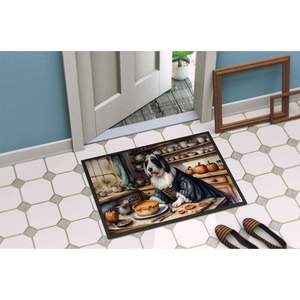 Collie barbu automne cuisine citrouilles paillasson 24H X 36W antidérapant intérieur extérieur tapis bas Pile lavable porte avant tapis pour entrée - Product Image 4