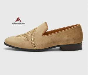 Premium Quality Embroidered Velvet <b>Shoes</b> For <b>Men</b> Light Weight Anti-Slippery Flat Sole Jutti - Product Image 3